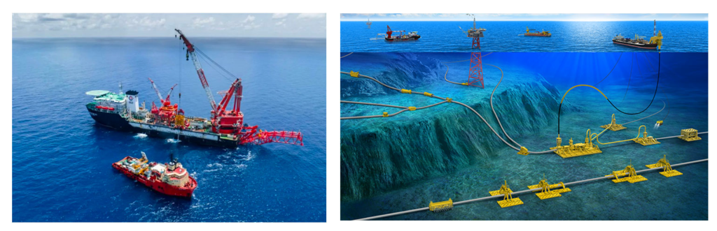offshore pipeline market: Advanced pipelay vessel installing an offshore pipeline in deepwater environment